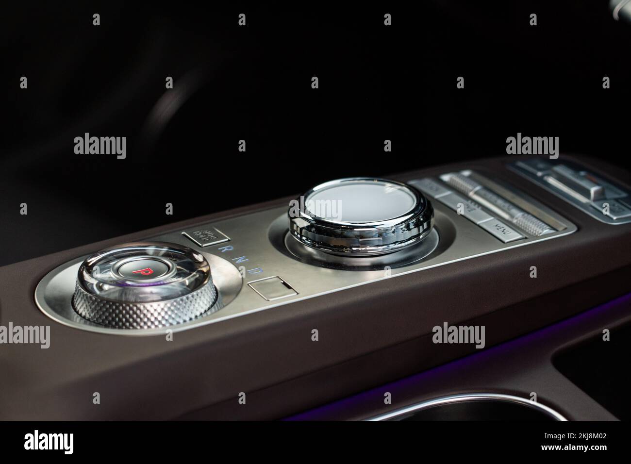Modern automatic gearbox. Close up of the gearbox transmission handle