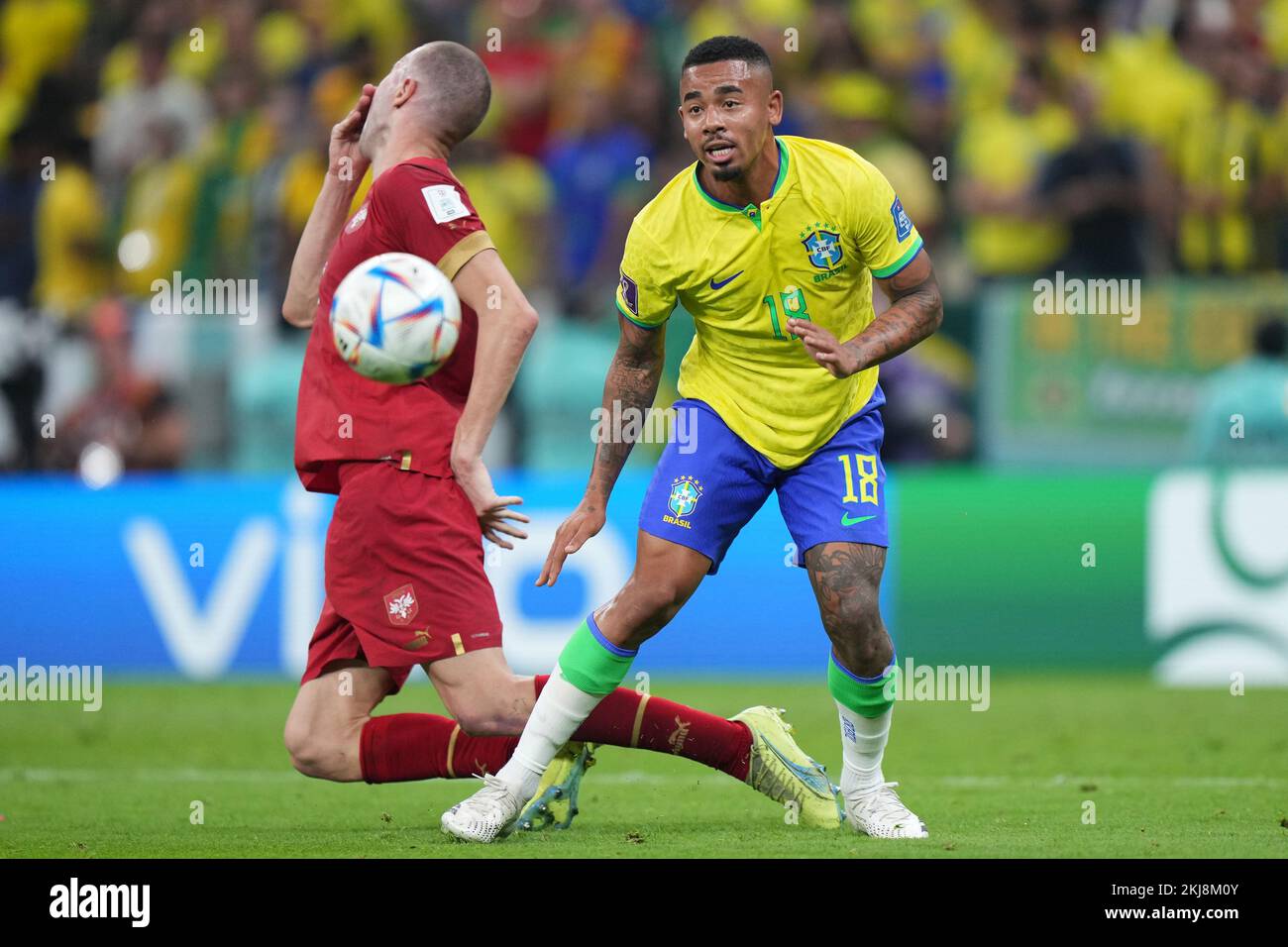 Gabriel Jesus of Brazil during the FIFA World Cup Qatar 2022 match, Group G, between Brazil and Serbia played at Lusail Stadium on Nov 24, 2022 in Lusail, Qatar. (Photo by Bagu Blanco / PRESSIN) Credit: PRESSINPHOTO SPORTS AGENCY/Alamy Live News Stock Photo