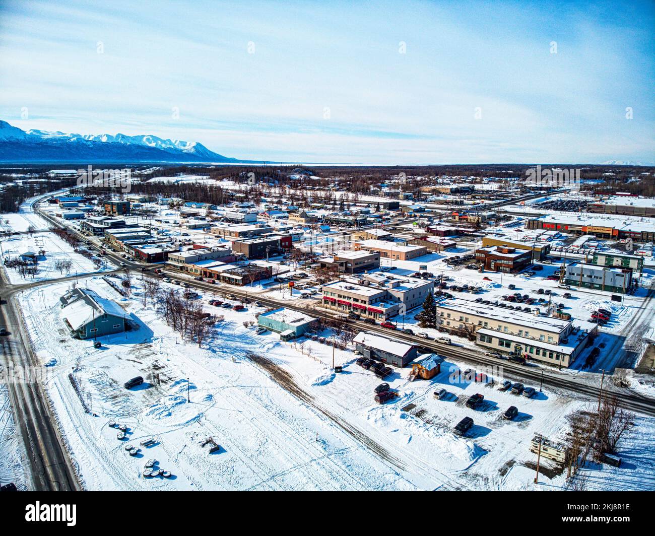 An aerial of downtown Palmer, Alaska Stock Photo Alamy