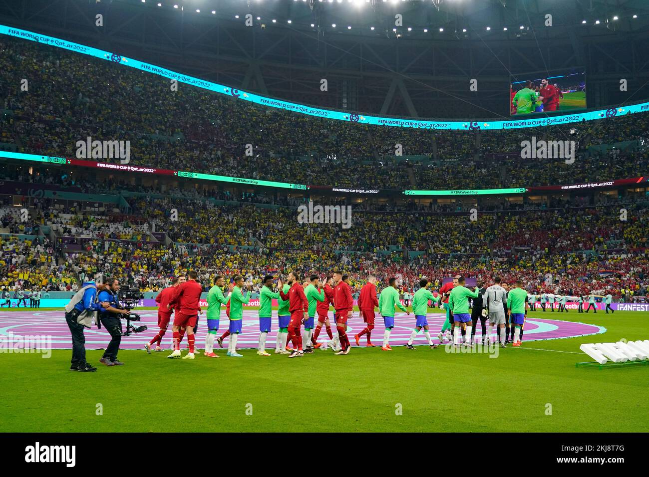 Brazil players and Serbia players during the FIFA World Cup Qatar 2022 match, Group G, between Brazil and Serbia played at Lusail Stadium on Nov 24, 2022 in Lusail, Qatar. (Photo by Bagu Blanco / PRESSIN) Credit: PRESSINPHOTO SPORTS AGENCY/Alamy Live News Stock Photo