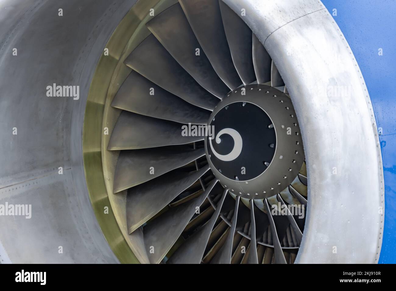 Aircraft engine jet blades and edge hood Stock Photo Alamy