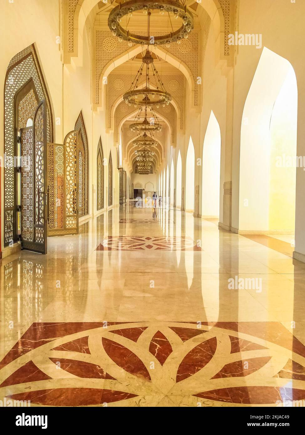 Doha, Qatar - February 21, 2019: interior corridor of Imam Abdul Wahhab
