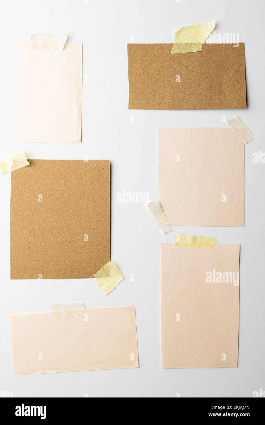 Yellow sticky memo notes and copy space on white background Stock Photo ...