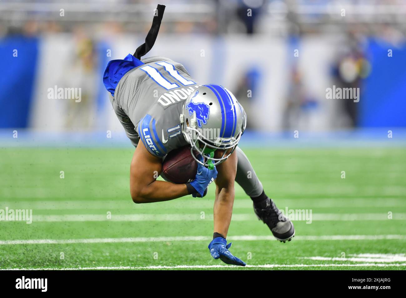 DETROIT, MI - NOVEMBER 24: Detroit Lions Cornerback (39) Jerry Jacobs  before the game between Buffalo Bills and Detroit Lions on November 24,  2022 in Detroit, MI (Photo by Allan Dranberg/CSM/Sipa USA)(Credit