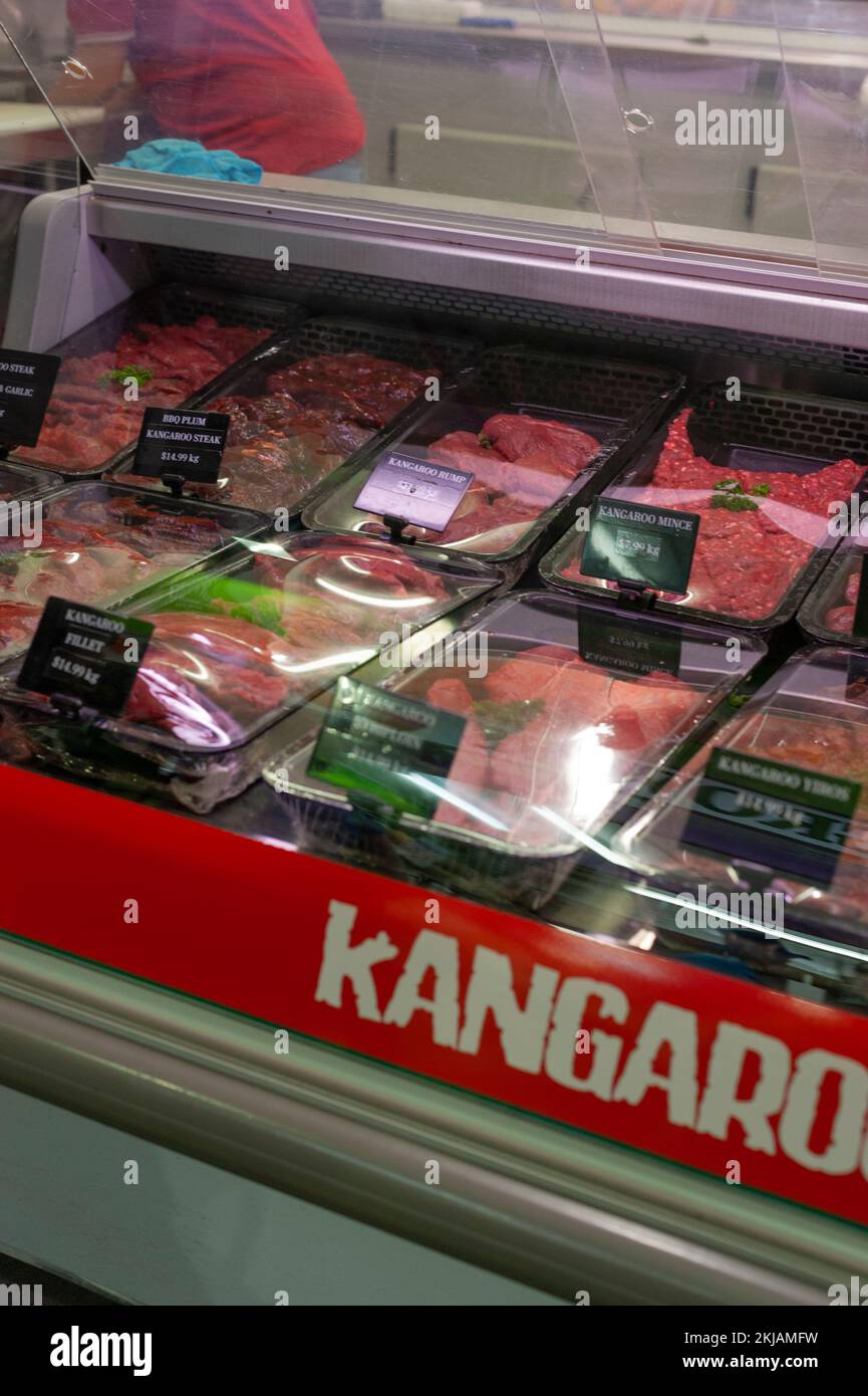 Fresh kangaroo meat for sale at a butcher shop at the Adelaide Central Market Stock Photo Alamy
