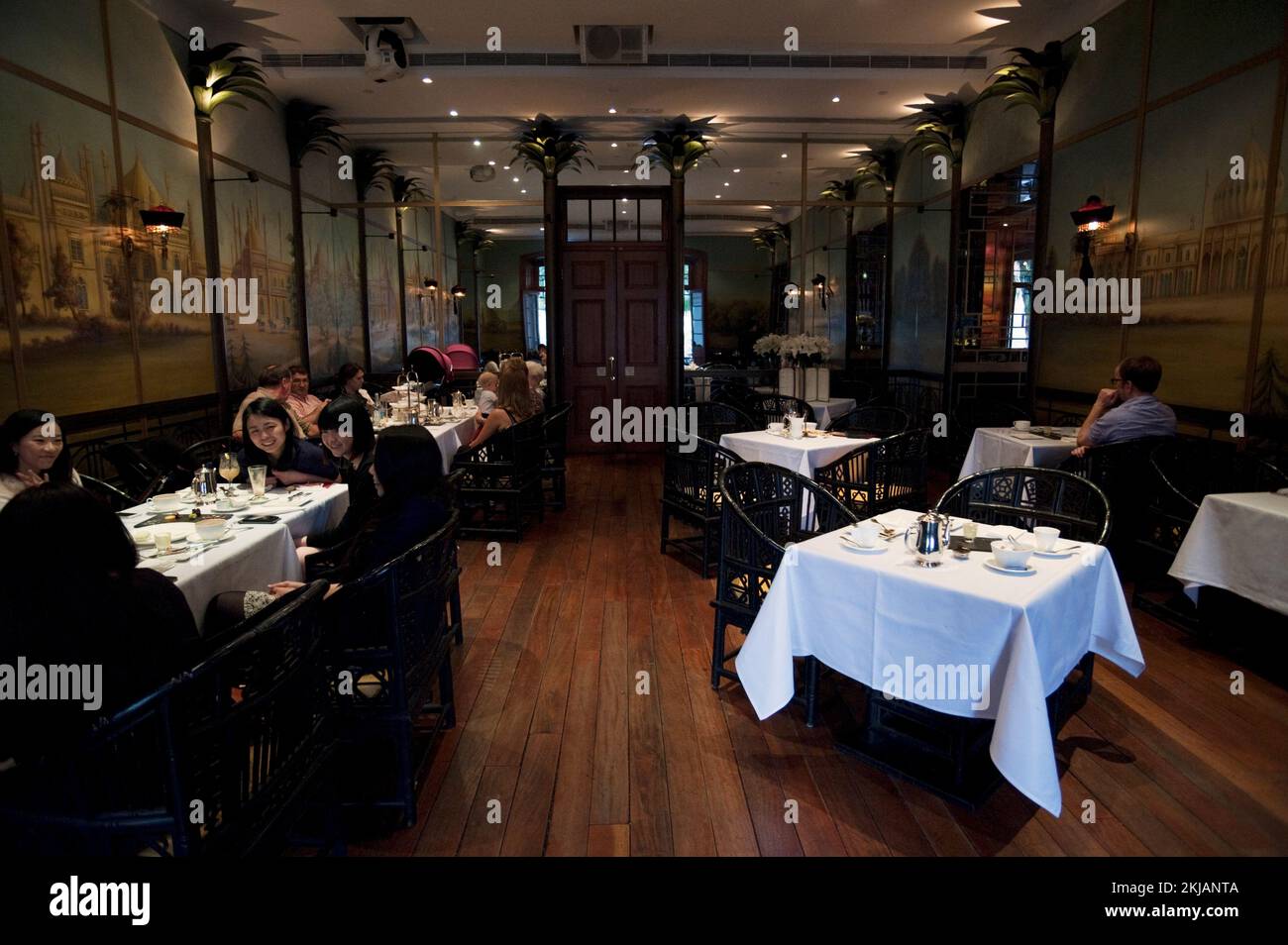 Customers enjoy a very elegant traditional afternoon tea at Hullett House, Hong Kong, 2013 Stock Photo