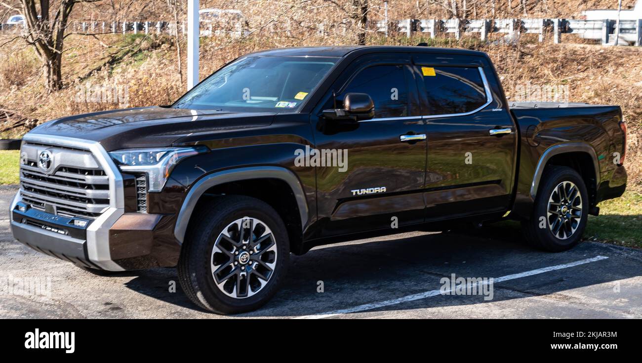 A used Toyota Tundra pickup truck for sale at a dealership in Monroeville, Pennsylvania, USA Stock Photo