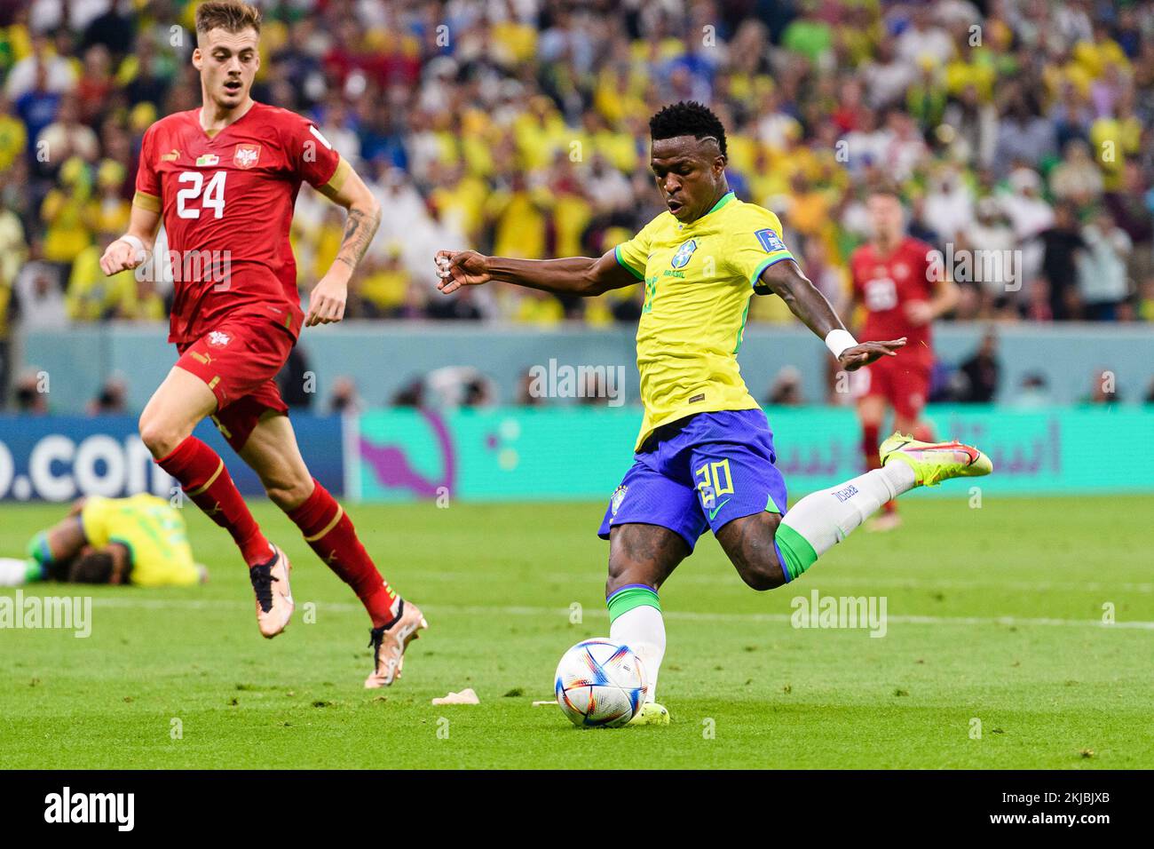 Lusail, Qatar. 24th Nov, 2022. Lusail, Qatar, Nov 25th 2022: Vinicius Junior of Brazil during a match between Brazil vs Serbia, valid for the group stage of the World Cup, held at the Lusail National Stadium in Lusail, Qatar. (Marcio Machado/SPP) Credit: SPP Sport Press Photo. /Alamy Live News Stock Photo