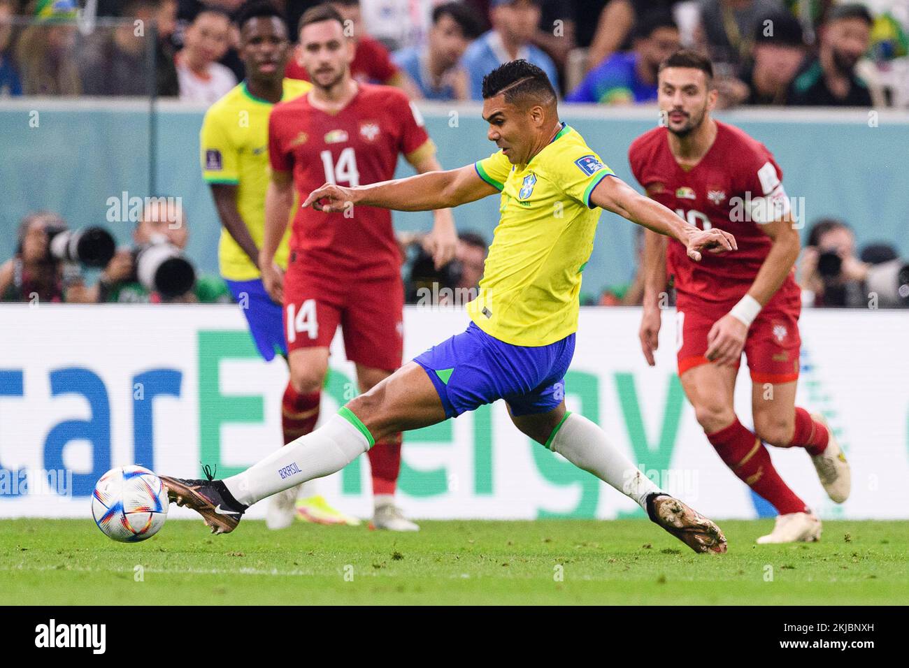 Lusail, Qatar. 24th Nov, 2022. Lusail, Qatar, Nov 25th 2022: Casemiro of Brazil during a match between Brazil vs Serbia, valid for the group stage of the World Cup, held at the Lusail National Stadium in Lusail, Qatar. (Marcio Machado/SPP) Credit: SPP Sport Press Photo. /Alamy Live News Stock Photo