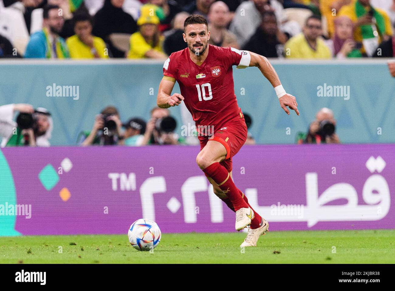 Lusail, Qatar. 24th Nov, 2022. Lusail, Qatar, Nov 25th 2022: Dusan Tadic of Serbia during a match between Brazil vs Serbia, valid for the group stage of the World Cup, held at the Lusail National Stadium in Lusail, Qatar. (Marcio Machado/SPP) Credit: SPP Sport Press Photo. /Alamy Live News Stock Photo