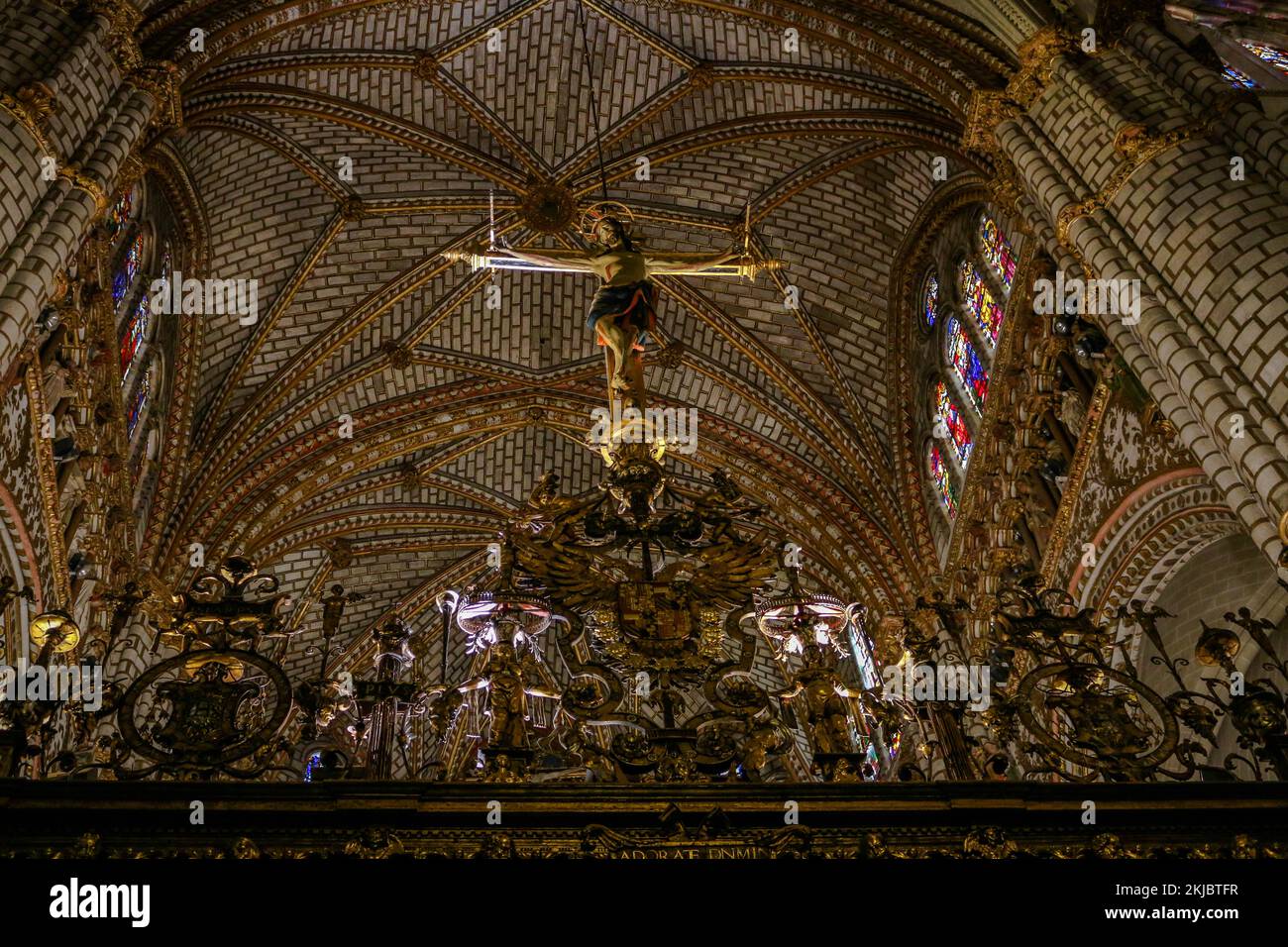 Interior of Toledo Cathedral in Spain Stock Photo