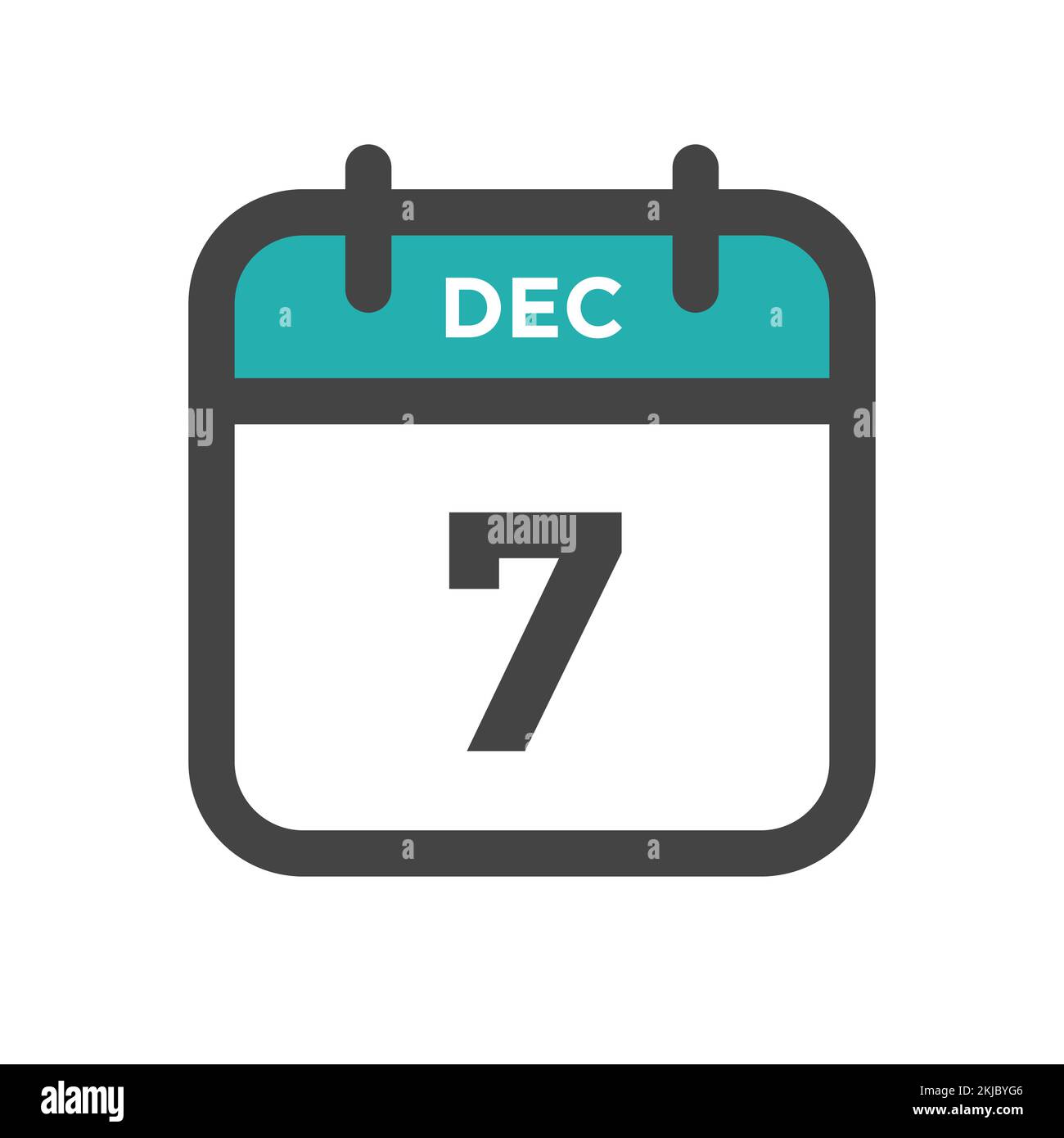 December 7 Calendar Day or Calender Date for Deadline and Appointment Stock Vector