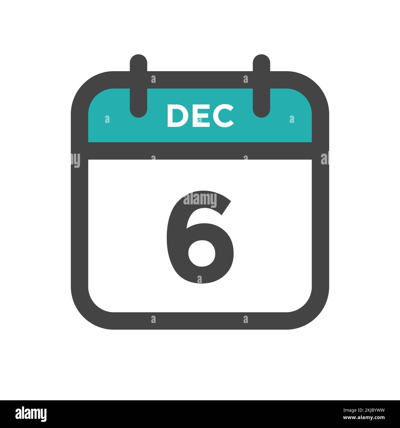 December 6 Calendar Day or Calender Date for Deadline and Appointment Stock Vector