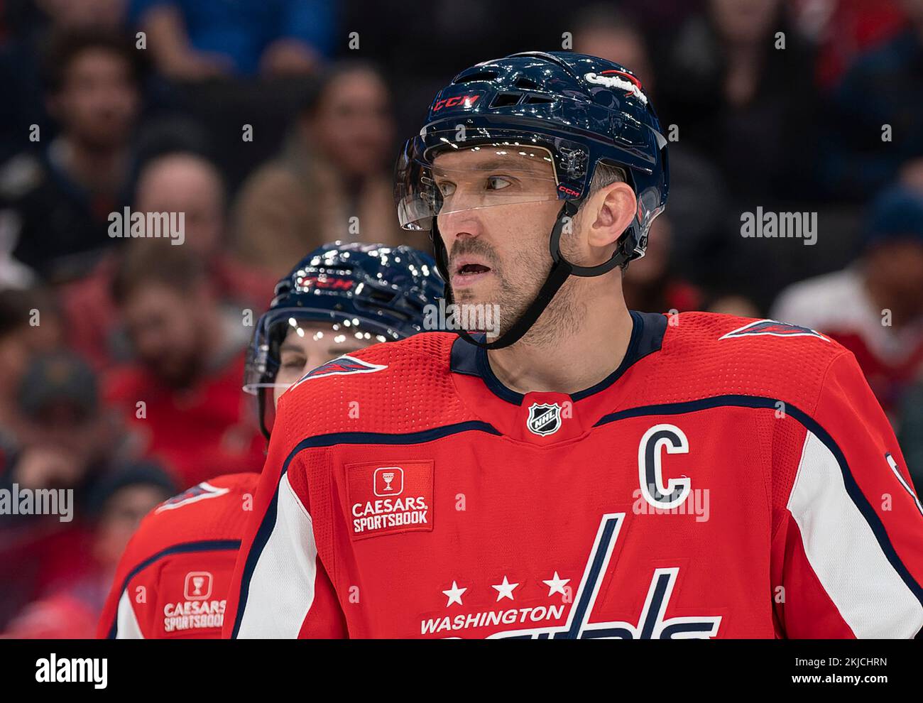 WASHINGTON, DC - NOVEMBER 23:  during a NHL game between the Washington Capitals and the Philadelphia Flyers on November 23, 2022 at Capital One Arena Stock Photo