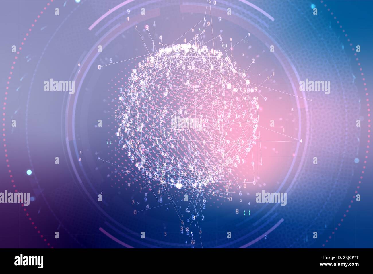 Big data visualization concept illustration. Futuristic sphere made of ...
