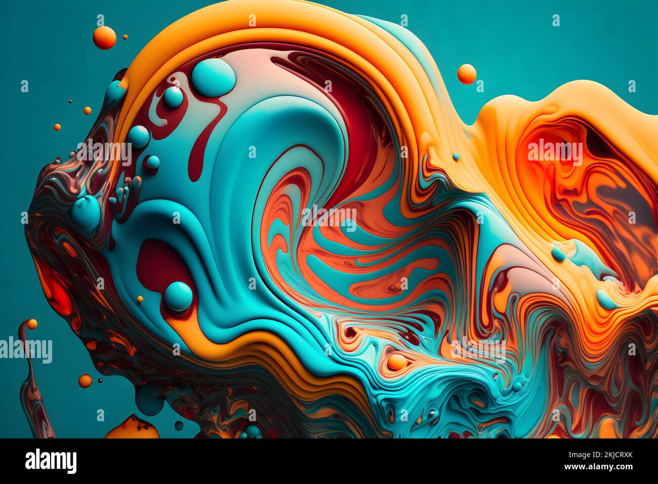 Colored ink flow in abstract shape background. 3D rendering Stock Photo