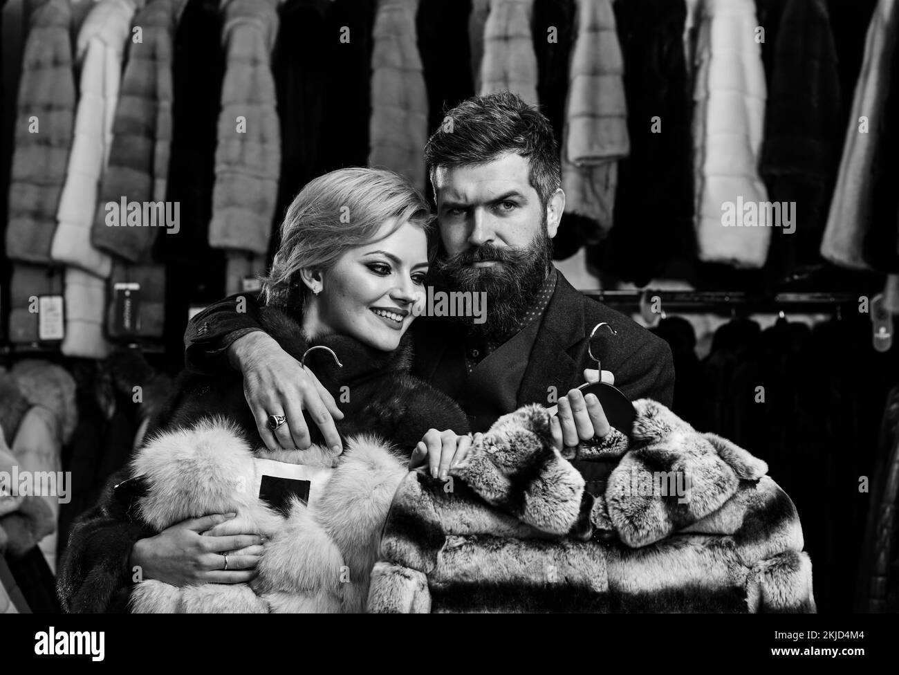 Smiling bearded man shopping Black and White Stock Photos & Images - Alamy