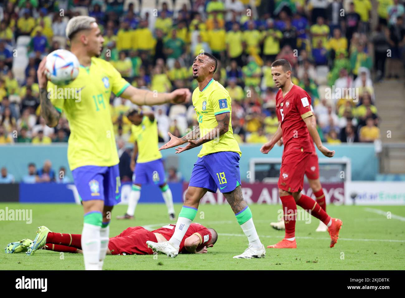 Gabriel Jesus of Brazil during the FIFA World Cup 2022, Group G football match between Brazil and Serbia on November 24, 2022 at Lusail Stadium in Al Daayen, Qatar - Photo Jean Catuffe / DPPI Credit: DPPI Media/Alamy Live News Stock Photo