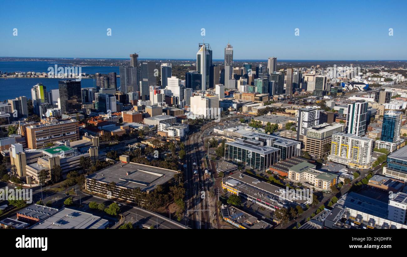 Aerial view of downtown Perth, WA, Australia Stock Photo