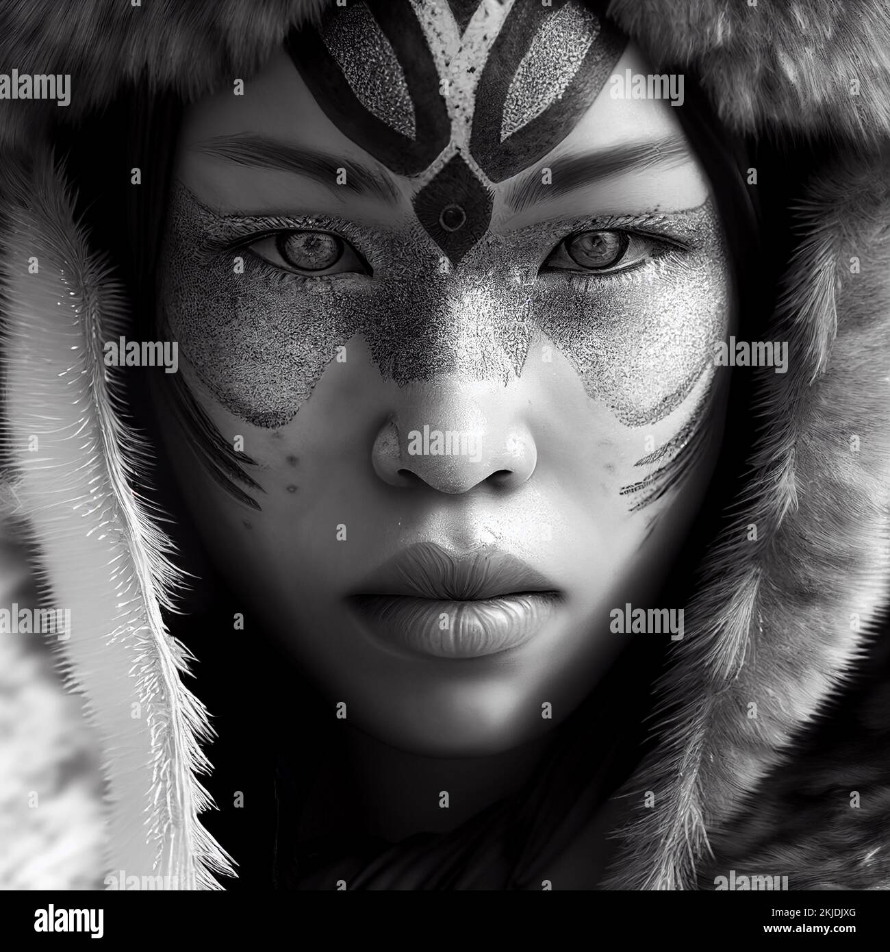 Inuit woman face, Canada, Nunavut, Hudson Bay, Kivalliq, Arviat Stock