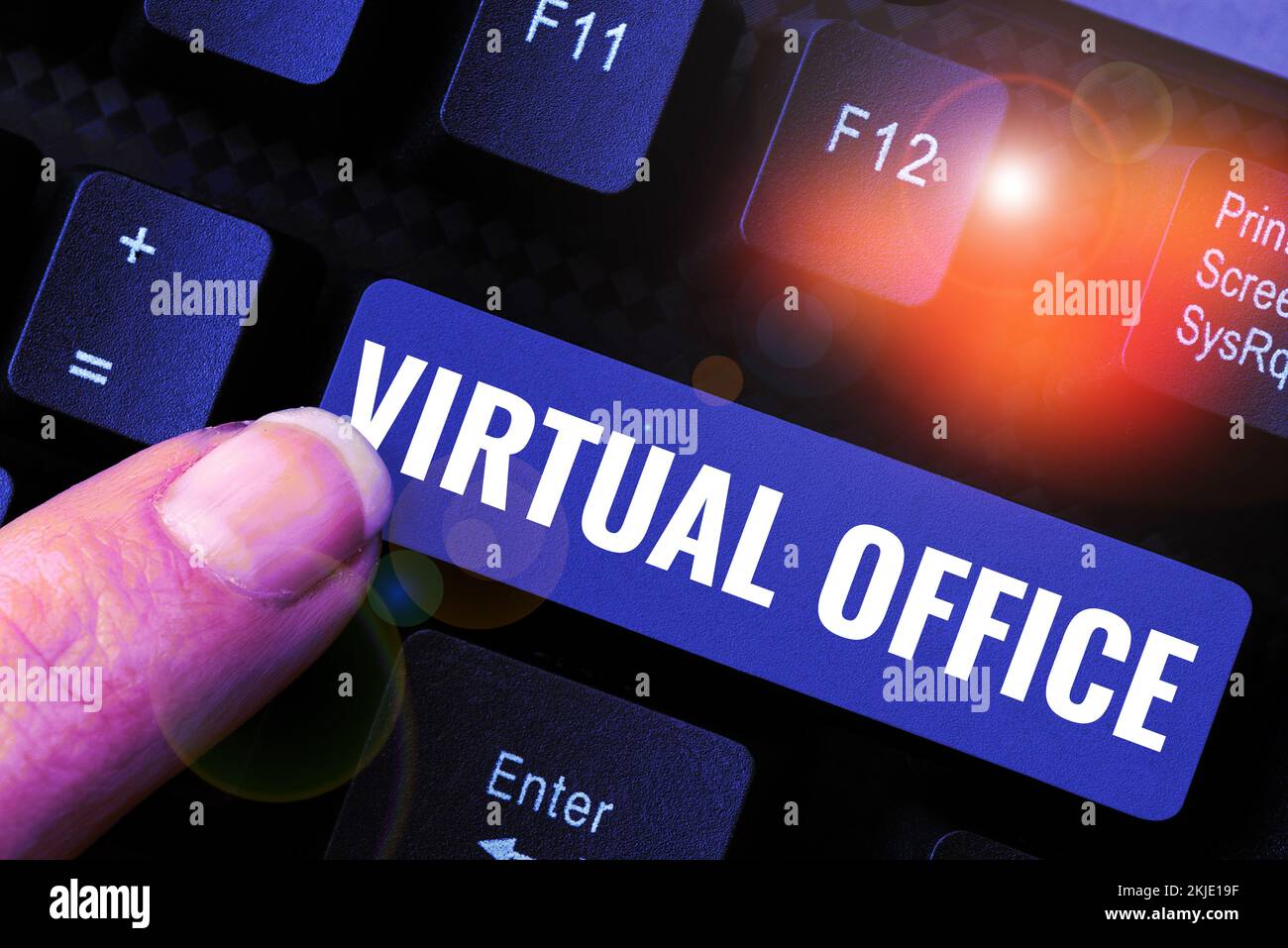 Sign displaying Virtual Office. Conceptual photo Mobile work ...