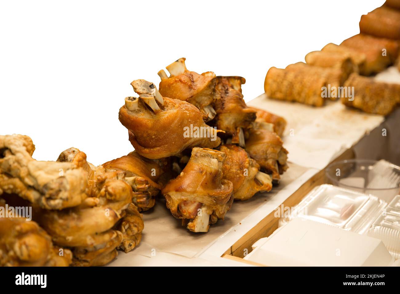 Die cut of Chashu Crispy Pork on white isolated Stock Photo Alamy