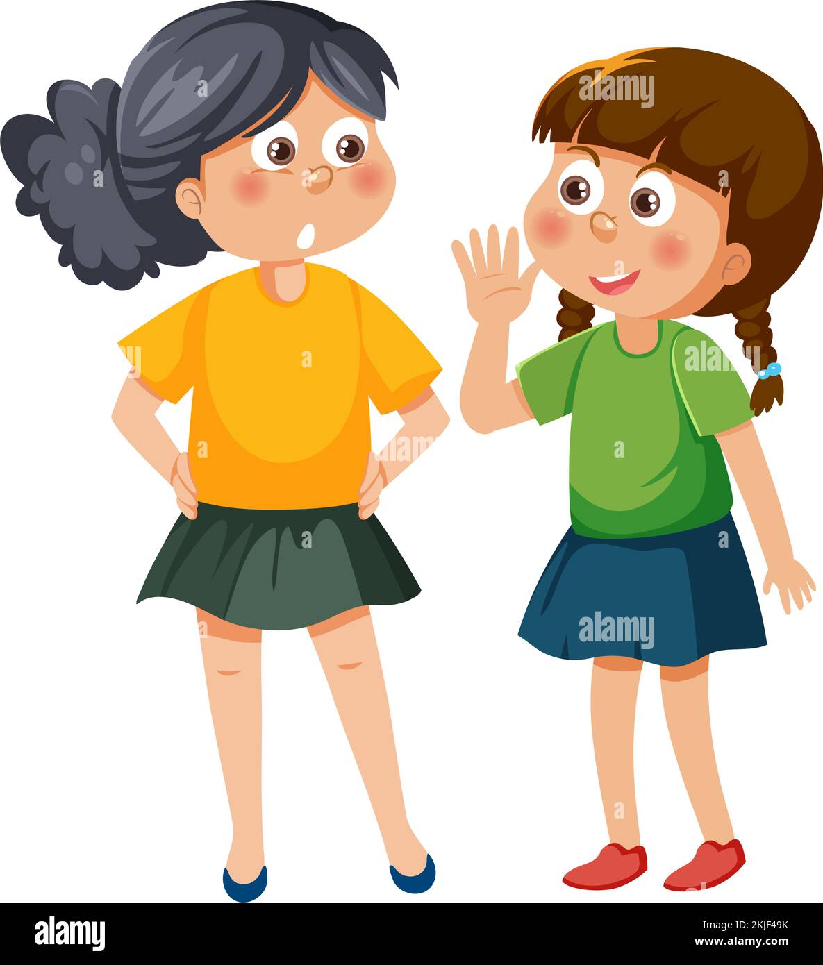 Girls talking together catoon character illustration Stock Vector 