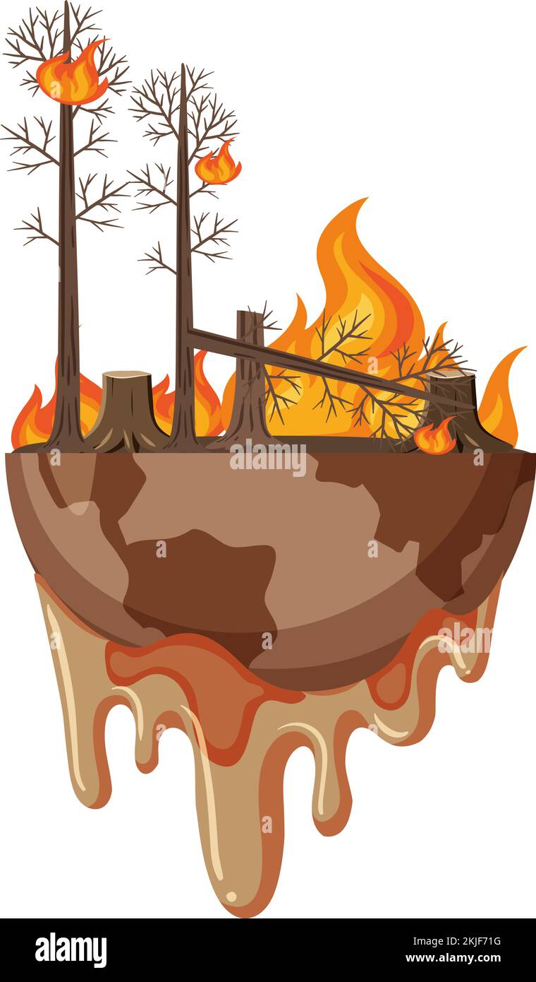 Bushfire on the globe isolated illustration Stock Vector Image & Art ...