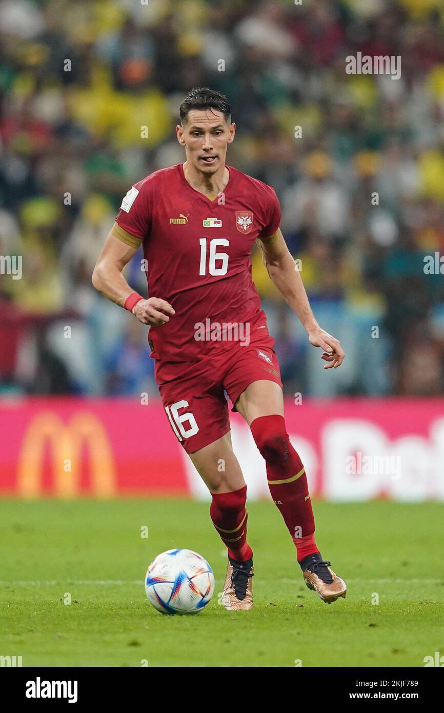 LUSAIL, QATAR - NOVEMBER 24: Player of Serbia Sasa Lukic drives the ball during the FIFA World Cup Qatar 2022 group G match between Brazil and Serbia at Lusail Stadium on November 24, 2022 in Lusail, Qatar. (Photo by Florencia Tan Jun/PxImages) Credit: Px Images/Alamy Live News Stock Photo