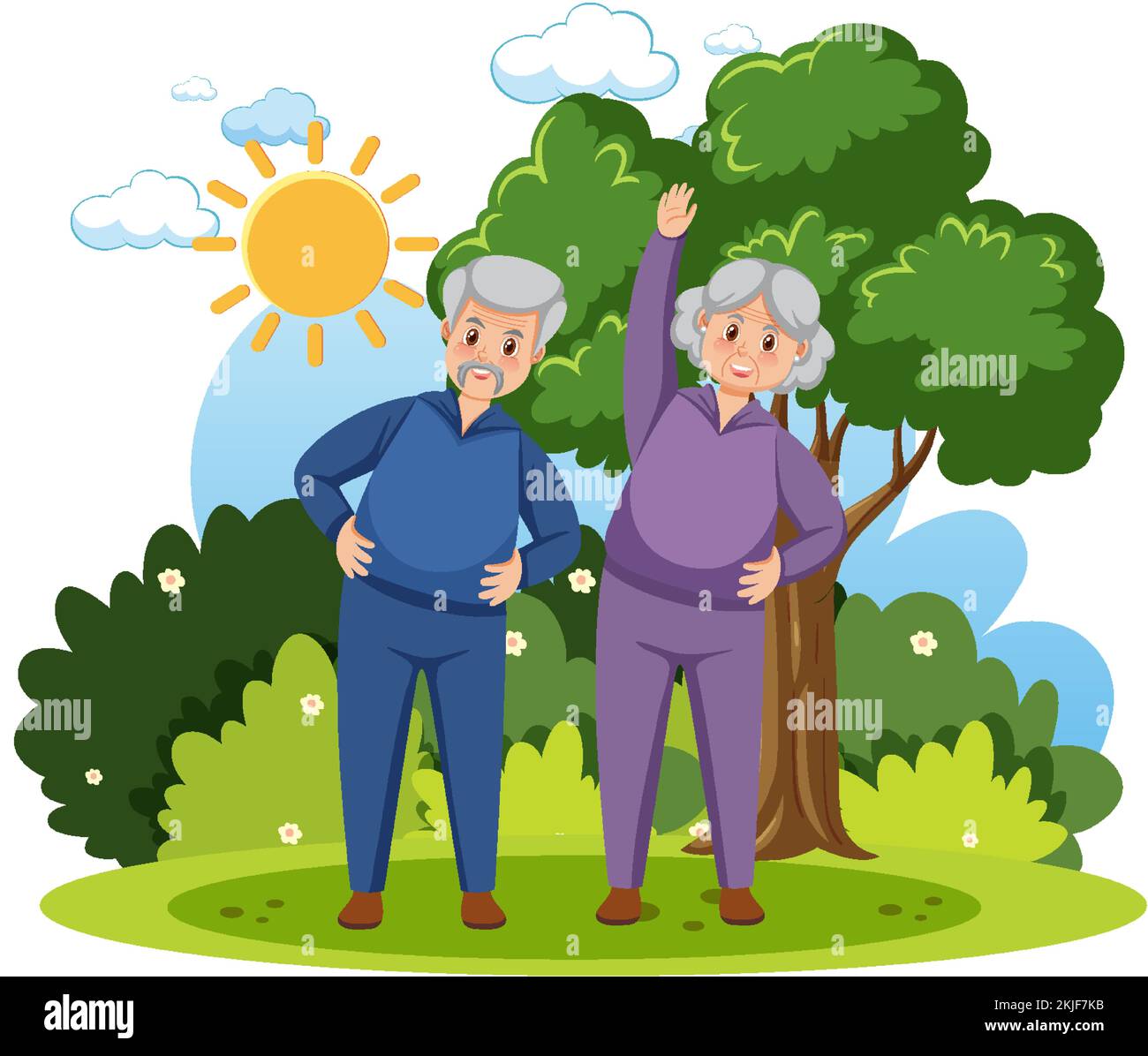 Elderly people relaxing at park illustration Stock Vector Image & Art ...