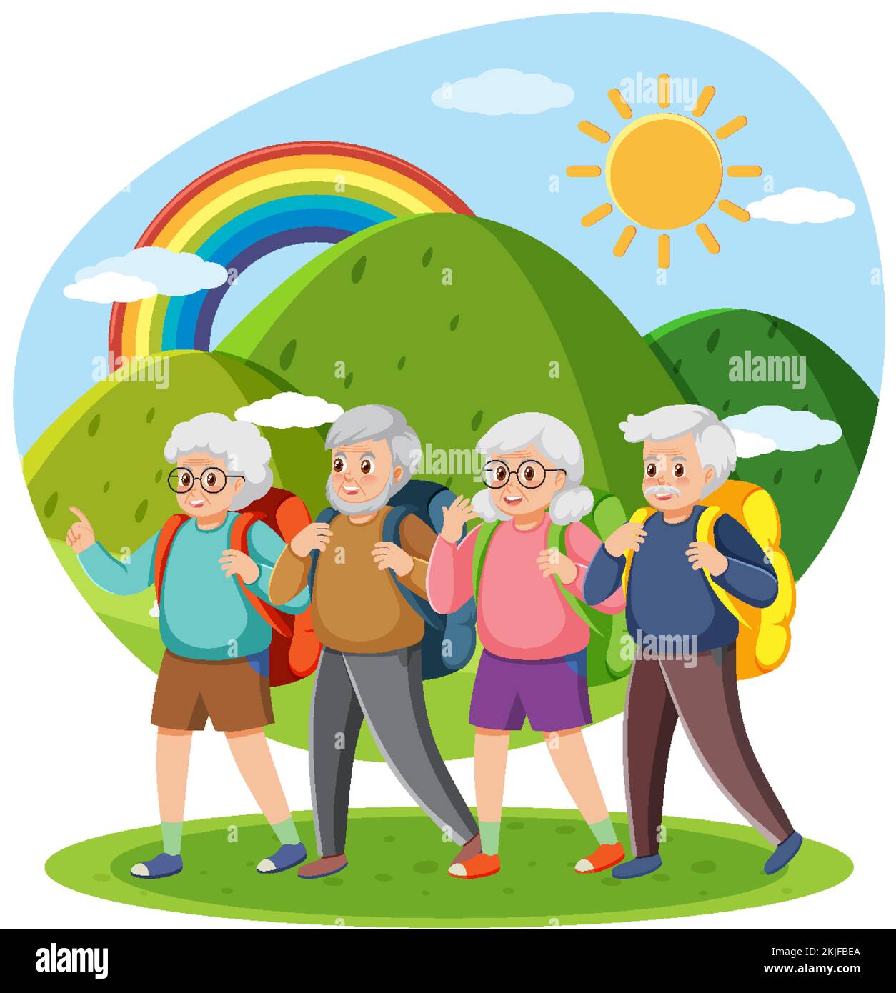 Elderly people relaxing at park illustration Stock Vector Image & Art ...