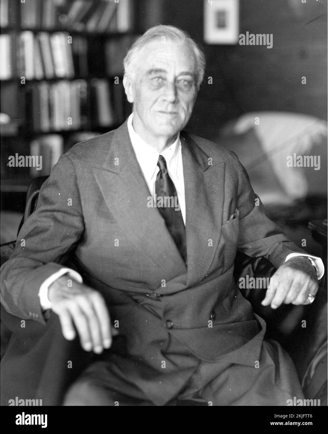 Last photograph taken of US President Franklin D Roosevelt, taken April 11, 1945, the day before his death Stock Photo