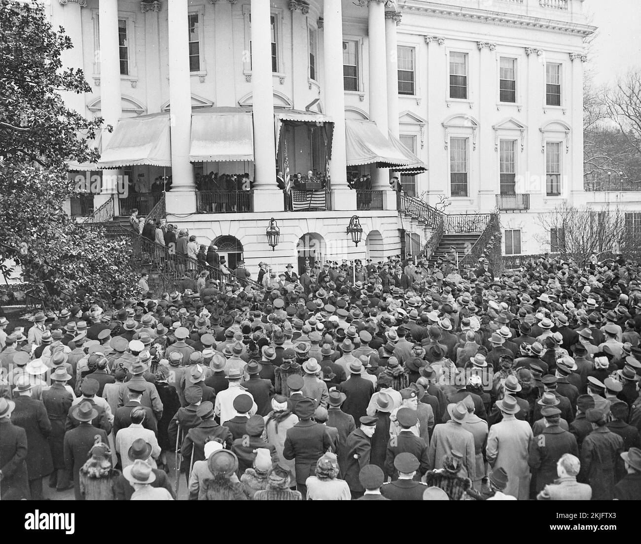 Photograph of President Franklin D. Roosevelt delivering his fourth Inaugural Address. Stock Photo