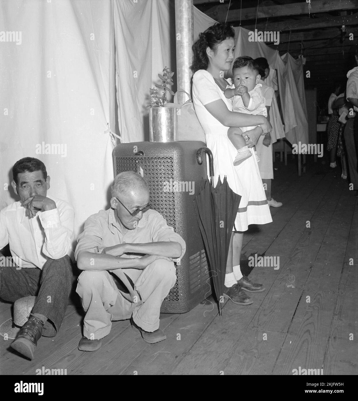 A typical living quarters at the Manzanar internment camp for relocated Japanese. Stock Photo