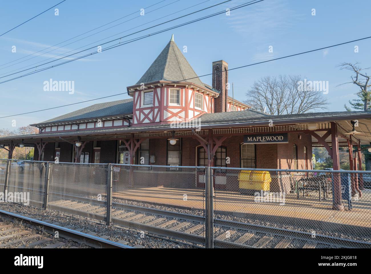MAPLEWOOD, N.J. – November 24, 2022: The station house is seen at NJ Transit’s Maplewood Station. Stock Photo
