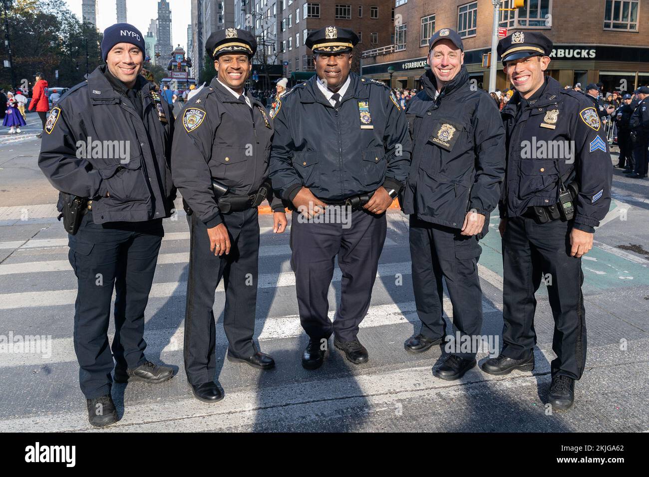 New York, USA. 24th Nov, 2022. NYPD Chief of Patrol Jeffrey Maddrey (C) and colleagues attend 96th Macy's Thanksgiving Day Parade along streets of New York (Photo by Lev Radin/Pacific Press) Credit: Pacific Press Media Production Corp./Alamy Live News Stock Photo