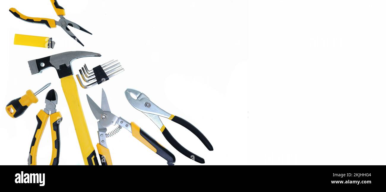 An illustration of construction tools isolated on a white background ...