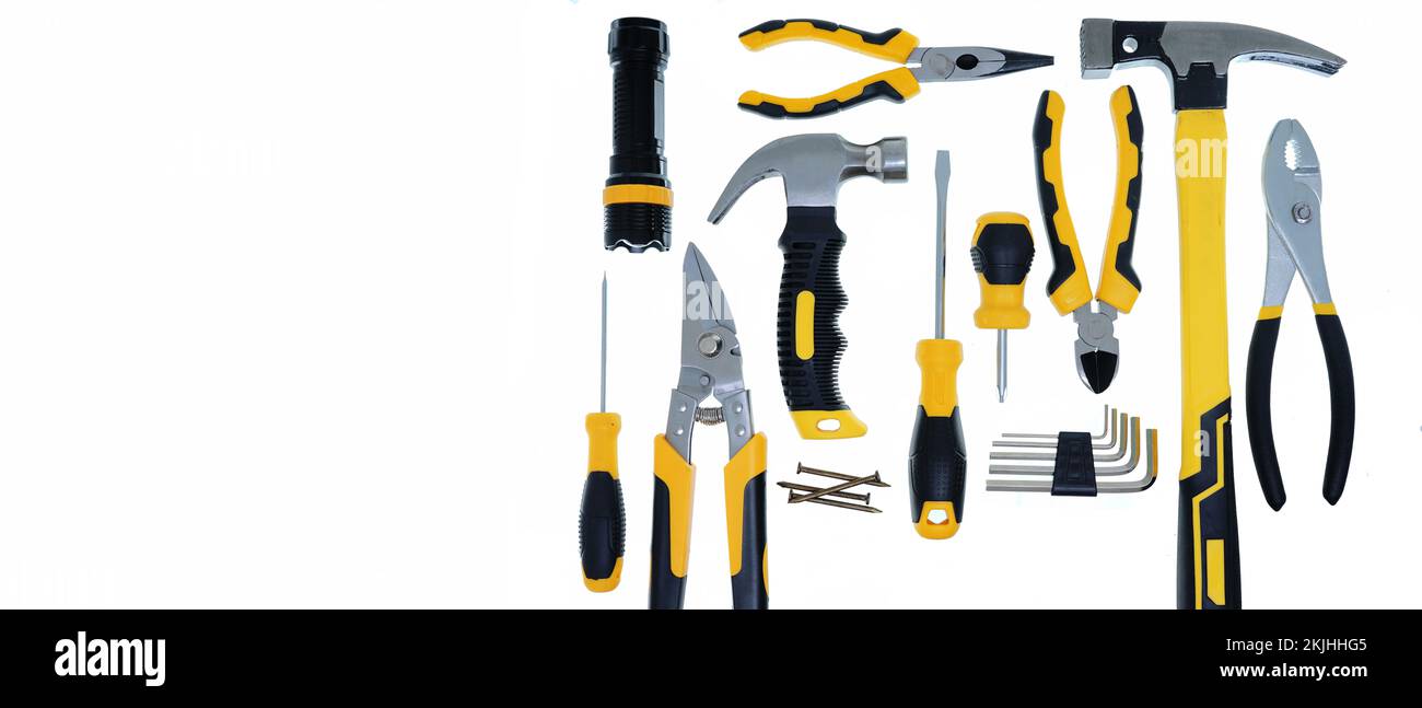 An illustration of construction tools isolated on a white background ...