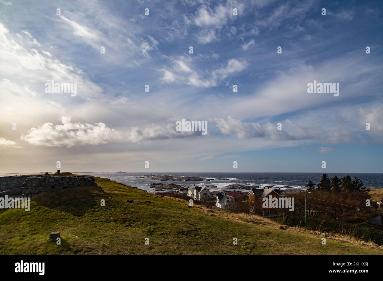 A small village houses near the ocean in Norway Stock Photo - Alamy