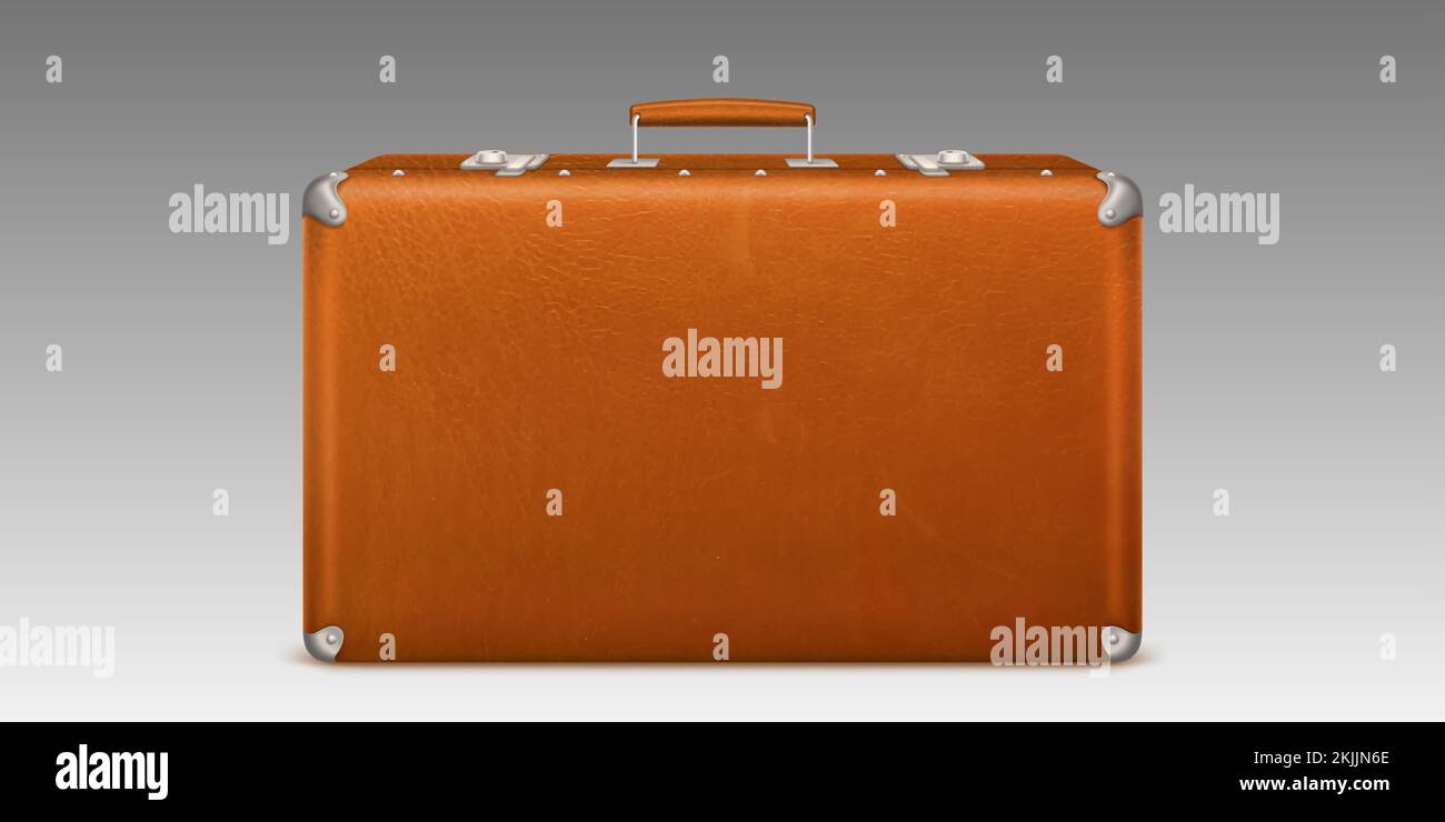 Vintage suitcase, briefcase for luggage in travel and trip. Closed