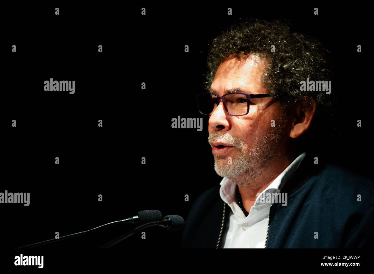 Former FARC-EP Guerrilla commander Pastor Alape speaks during the sixth anniversary of the signing of Colombia's Peace Agreement between the Colombian government and former guerrilla group FARC-EP. Photo by: Chepa Beltran/Long Visual Press Credit: Long Visual Press/Alamy Live News Stock Photo