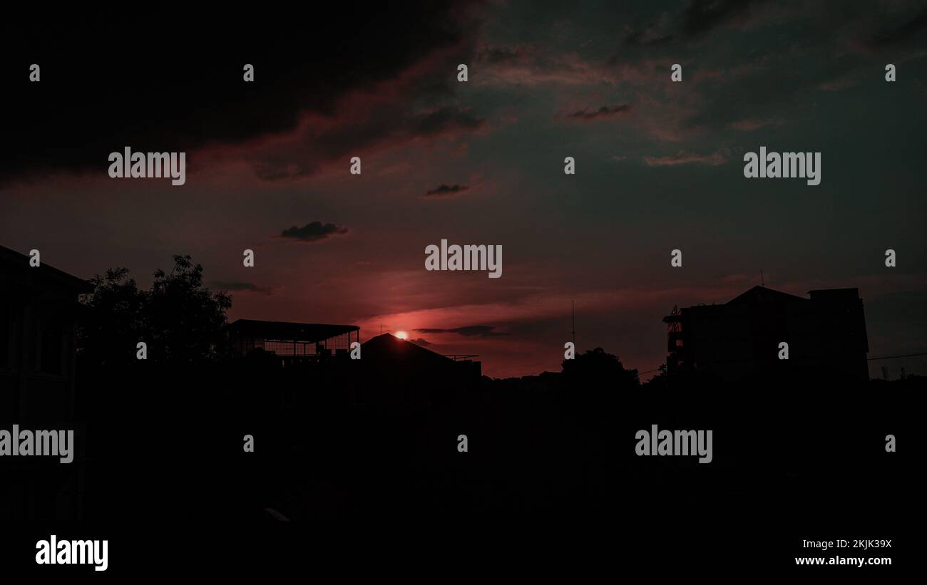 Sunset in the city of Semarang Stock Photo