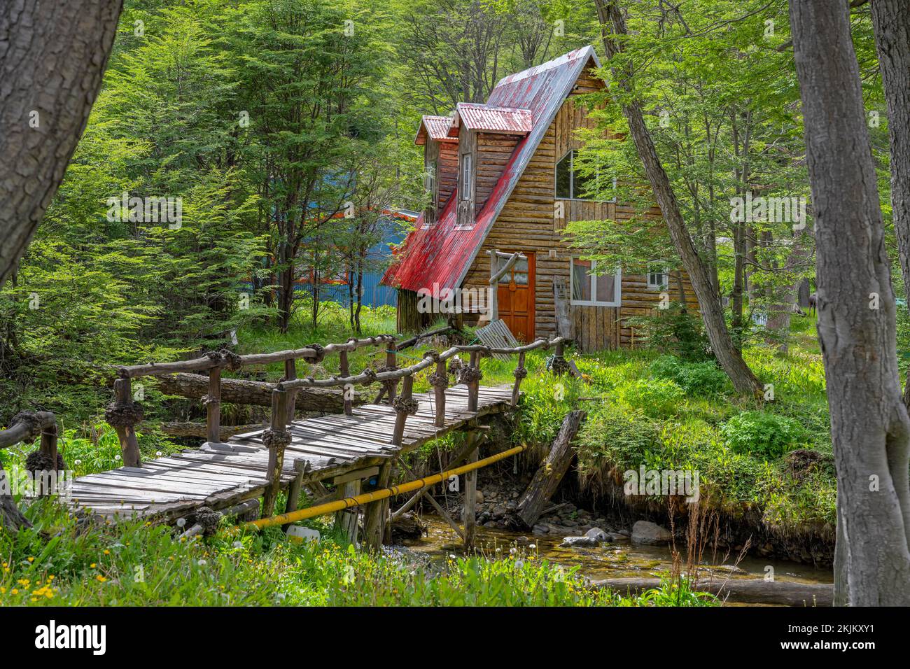 Wooden home in Ushuaia Argentina Stock Photo