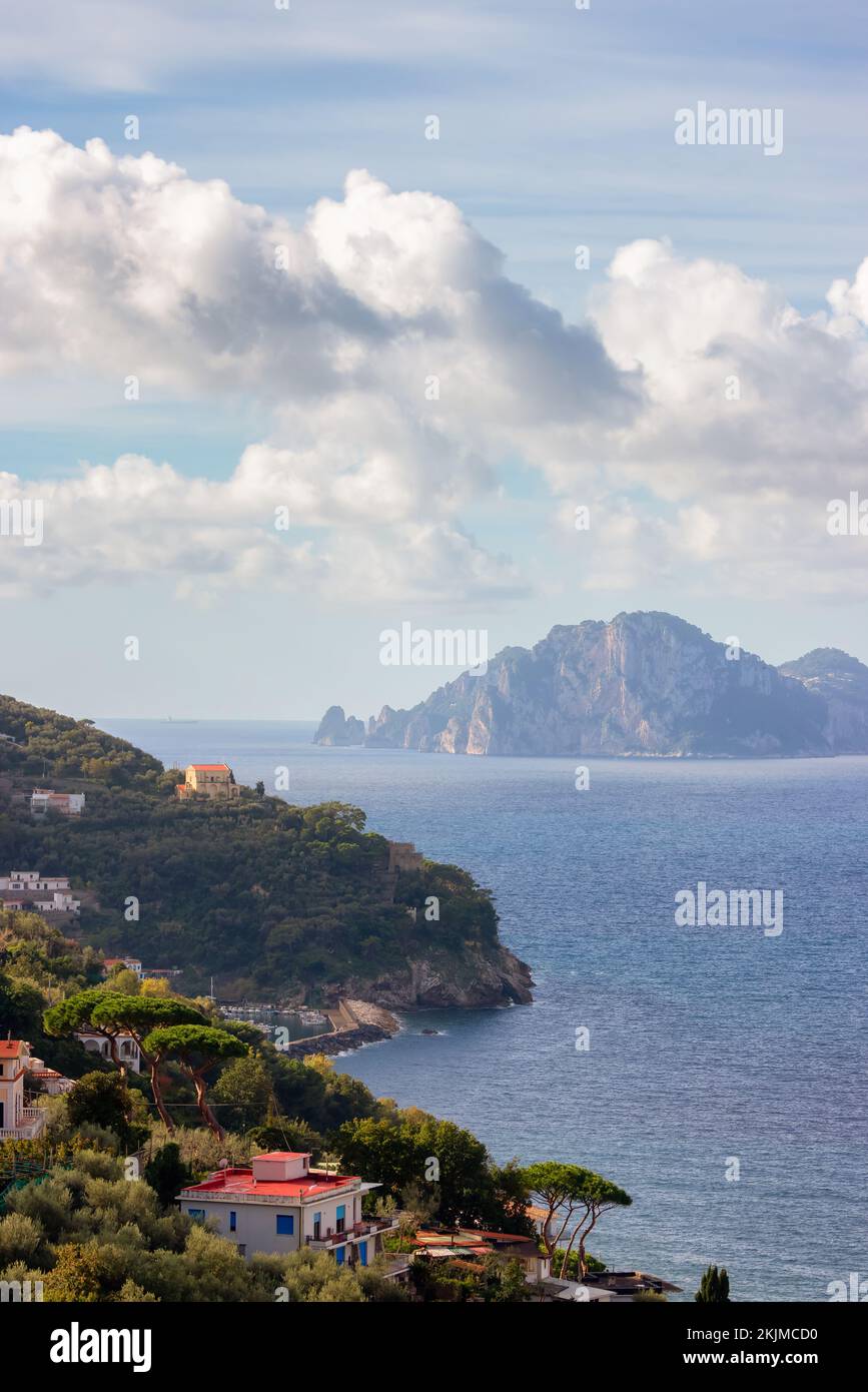 Residential Homes on Mountain by the Sea with Capri Island in