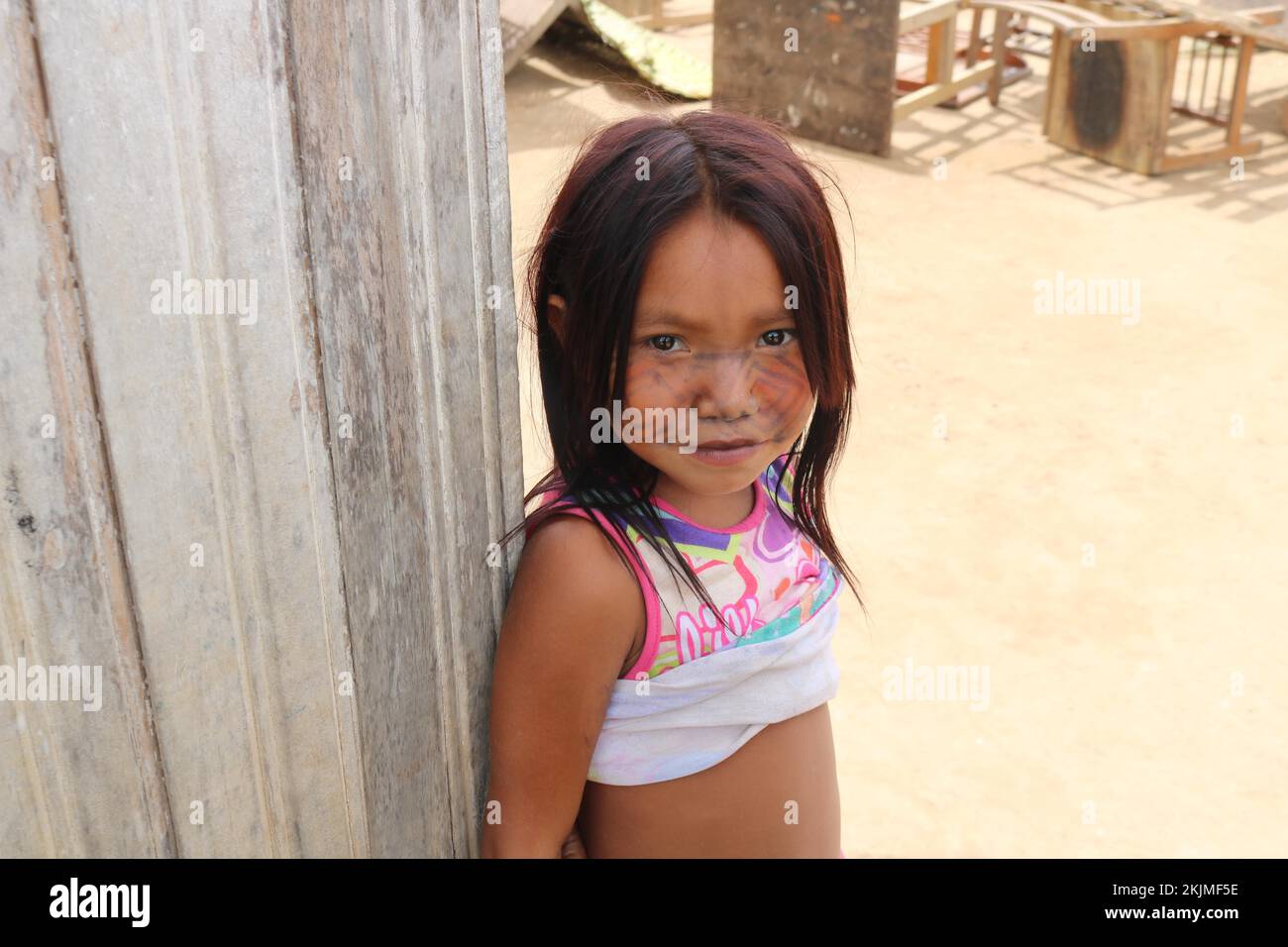 little indigenous girl Indigenous people, little girl of the indigenous people Huni Kuin wears  traditional face painting in his village in the Amazon rainforest, Acre,  Brazi Stock Photo - Alamy