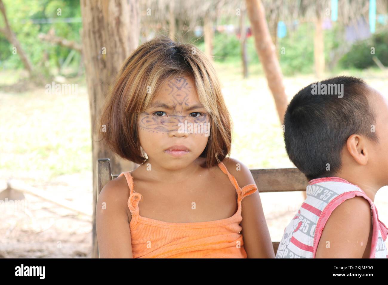 Indigenous people, Huni Kuin girl with traditional face painting
