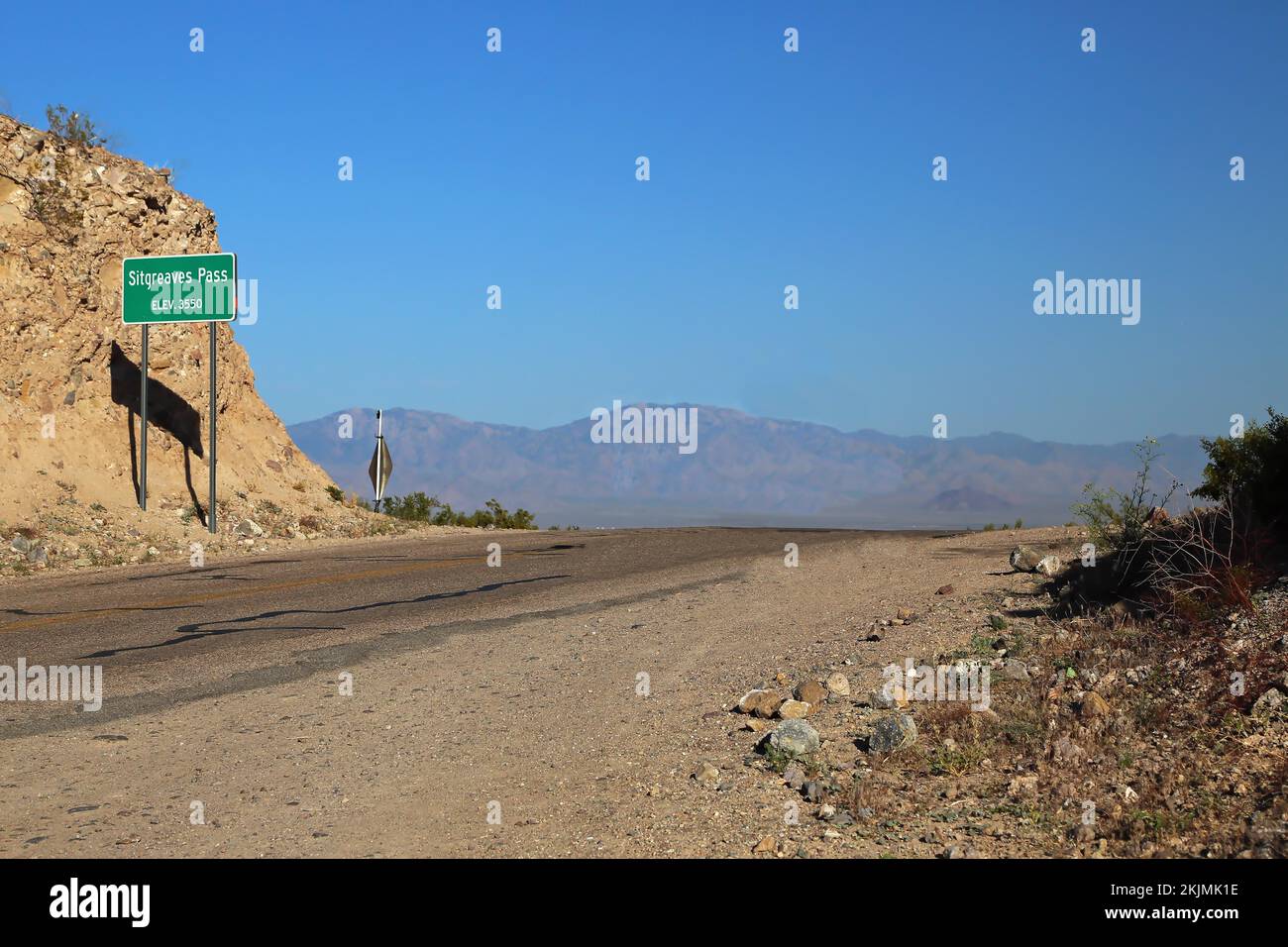 Sitgreaves Pass on historic Route 66 overlooking Golden Valley. Oatman, Arizona, USA, North America Stock Photo