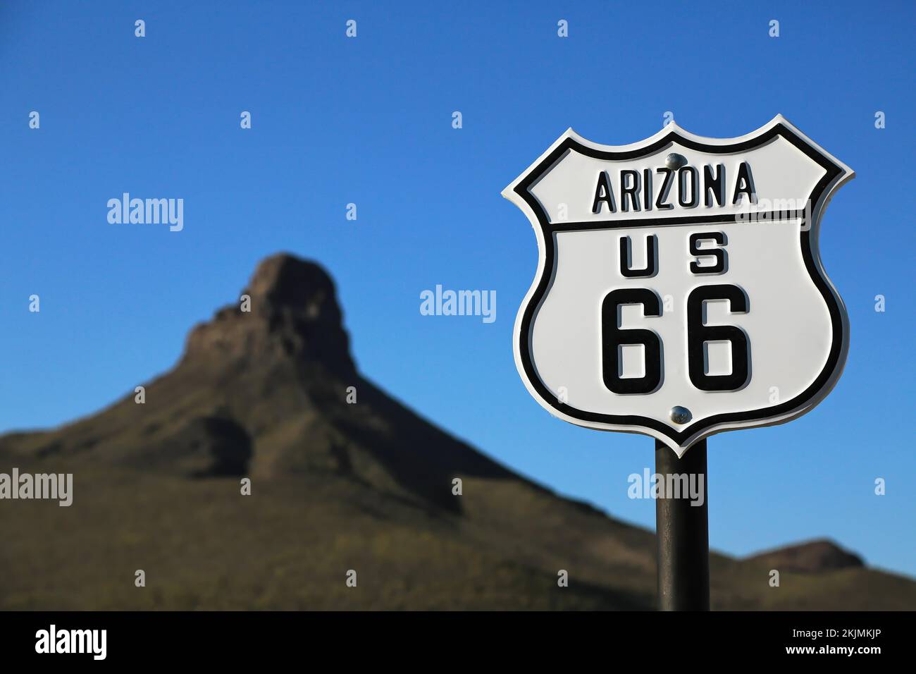 Cool Springs Station on historic Route 66 with a view of the sign. Oatman, Golden Valley, Arizona, USA, North America Stock Photo