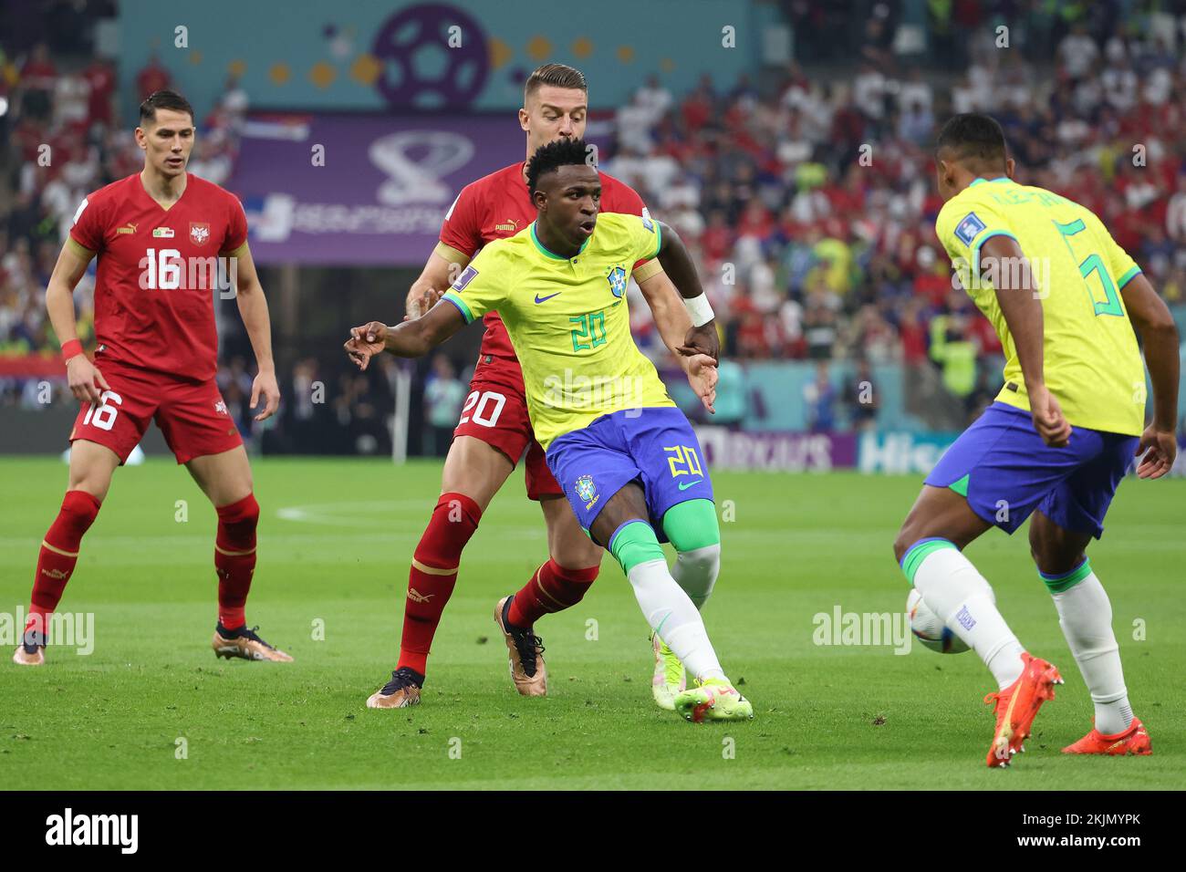 Doha, Qatar. 24th Nov, 2022. Vinicius Junior of Brazil during the FIFA World Cup 2022, Group G football match between Brazil and Serbia on November 24, 2022 at Lusail Stadium in Al Daayen, Qatar - Photo: Jean Catuffe/DPPI/LiveMedia Credit: Independent Photo Agency/Alamy Live News Stock Photo