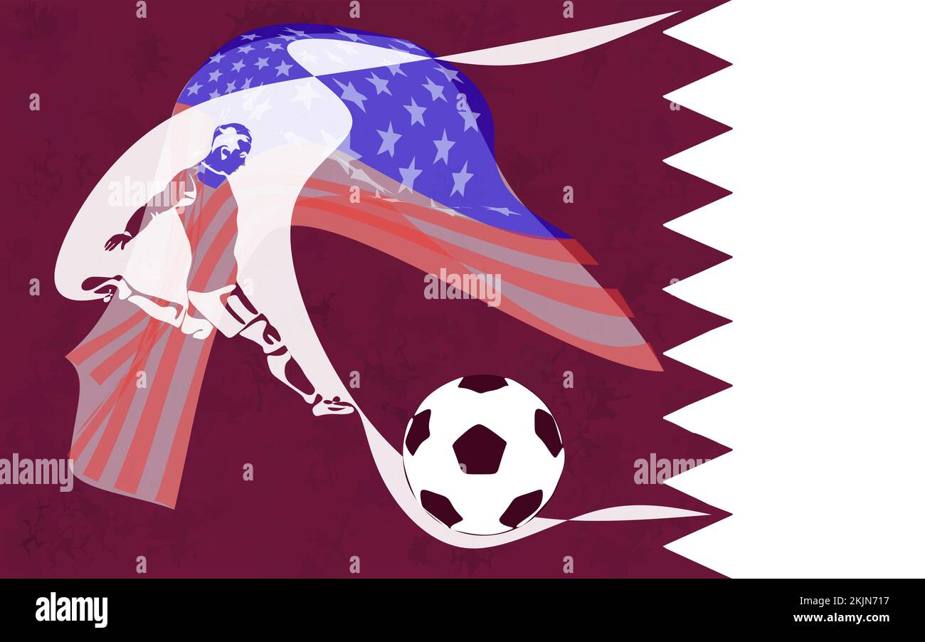 Football Player shooting a ball silhouette vector illustration Stock